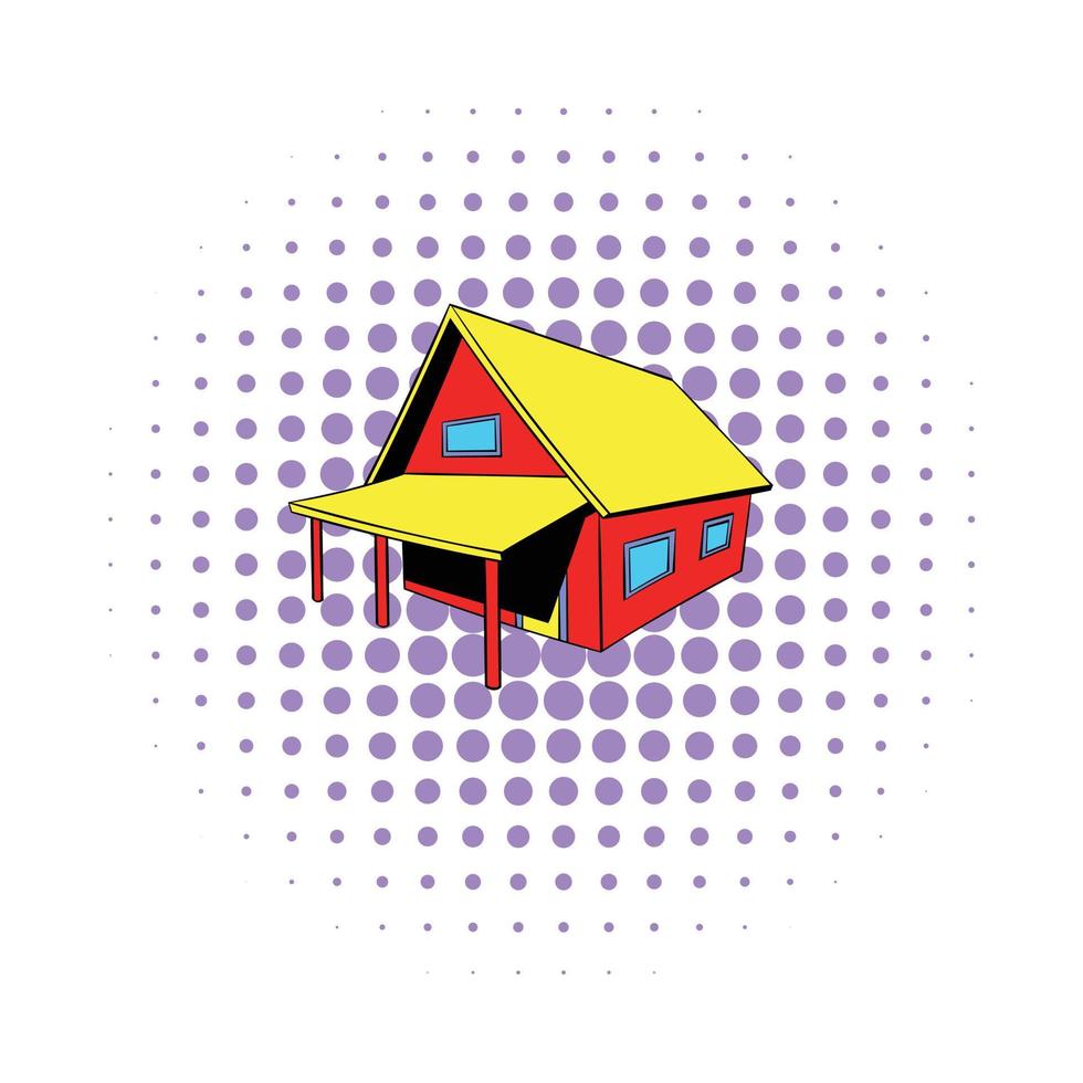 icono de cabaña pequeña, estilo comics vector