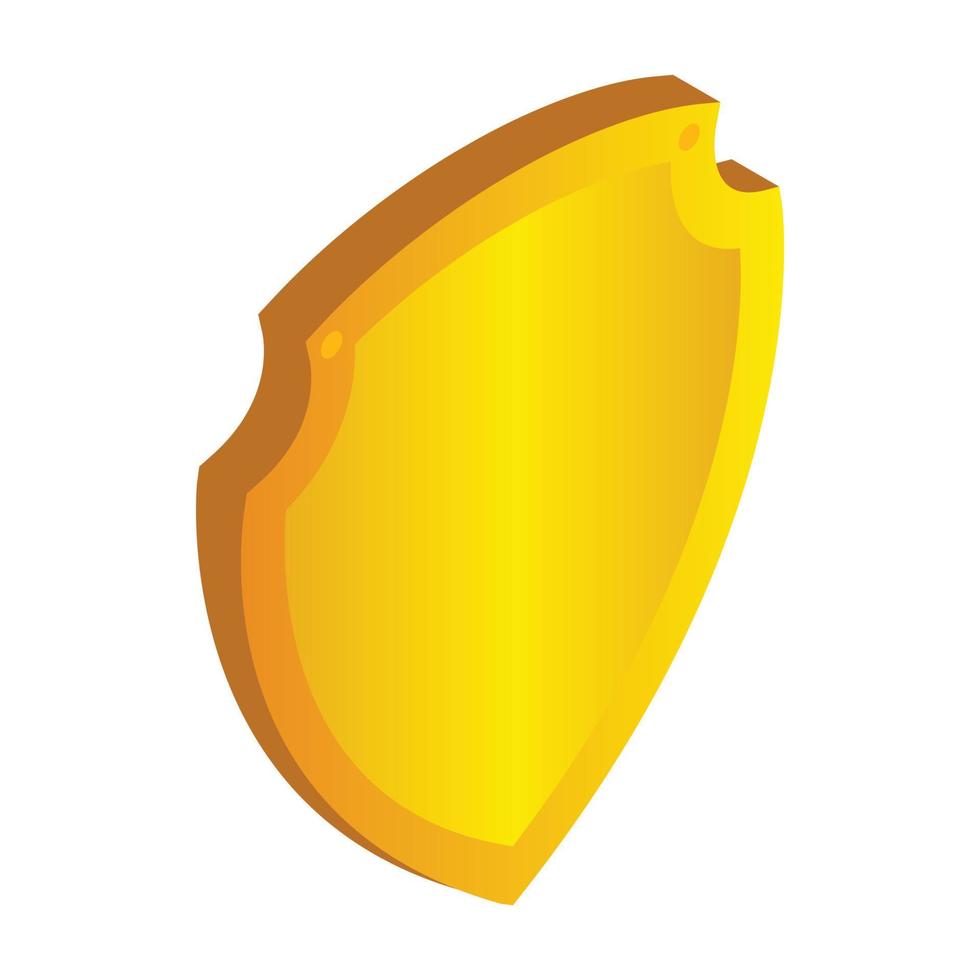 Gold shield icon in isometric 3d style vector