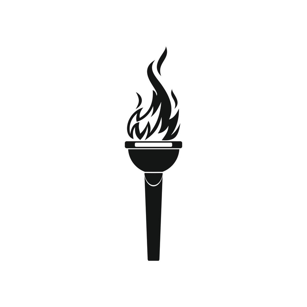 Burning torch black simple icon vector