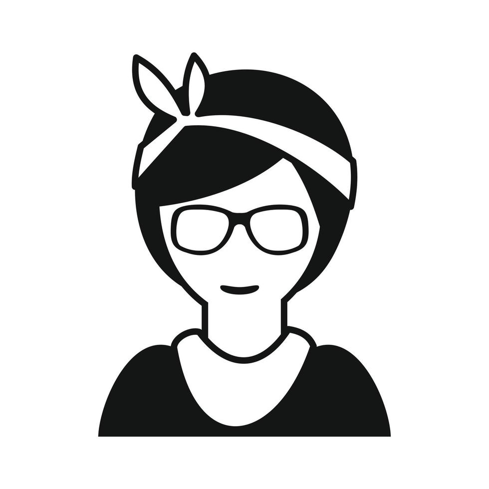 icono simple de chica hipster vector