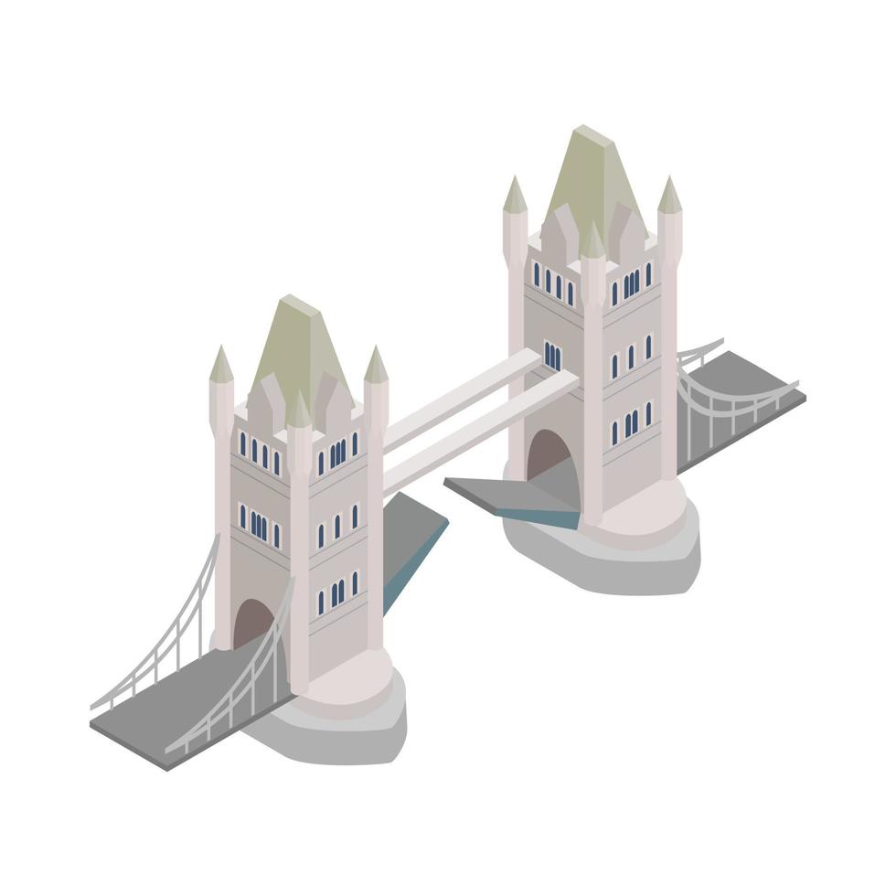 puente de la torre en el icono de londres, estilo isométrico 3d vector