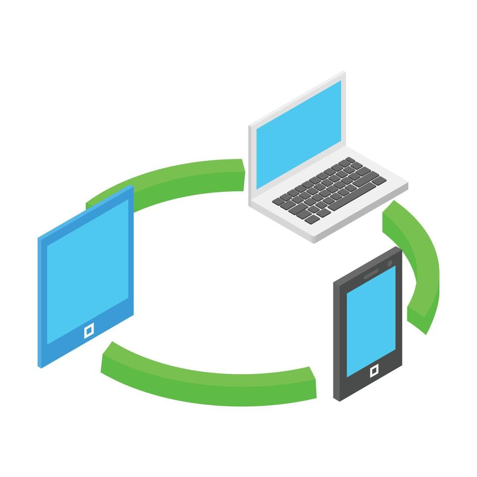 Computer network isometric 3d concept vector