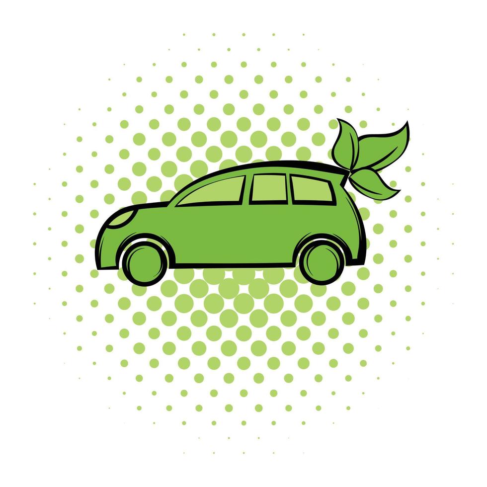 Eco car comics icon vector