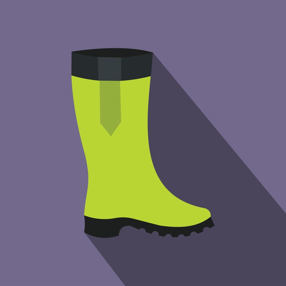 Green rubber boots icon, flat style vector