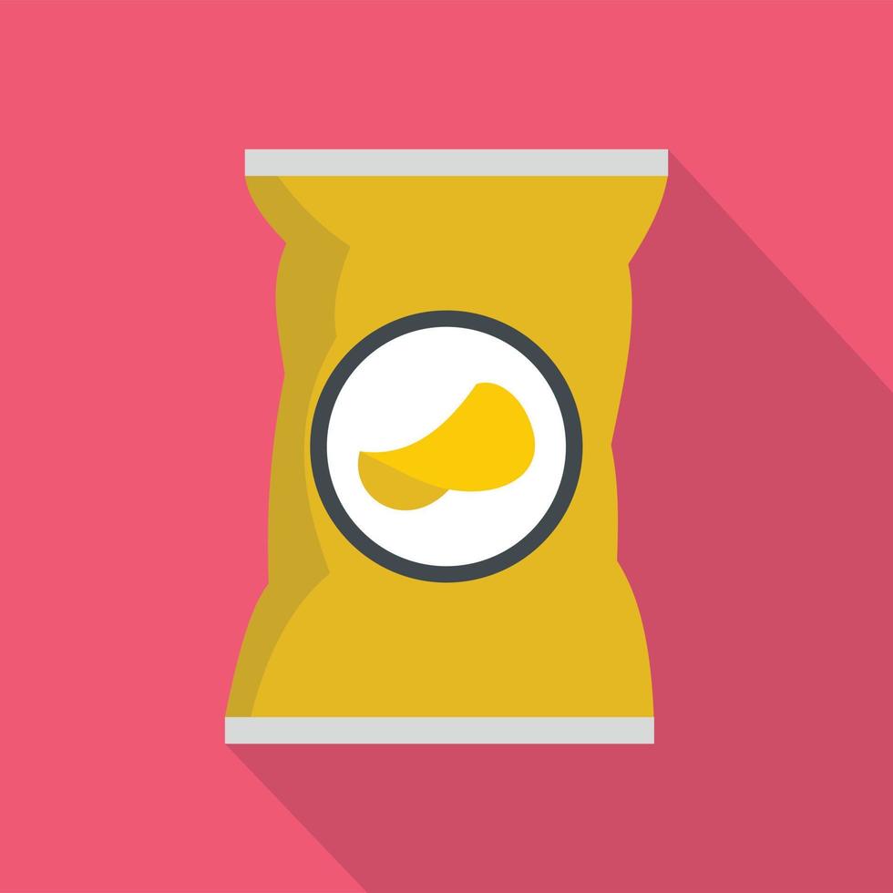 Potato chips bag icon, flat style vector