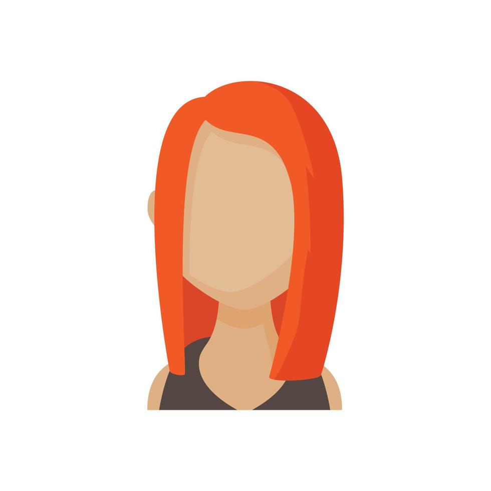 avatar, pelirrojo, mujer, icono, caricatura, estilo vector