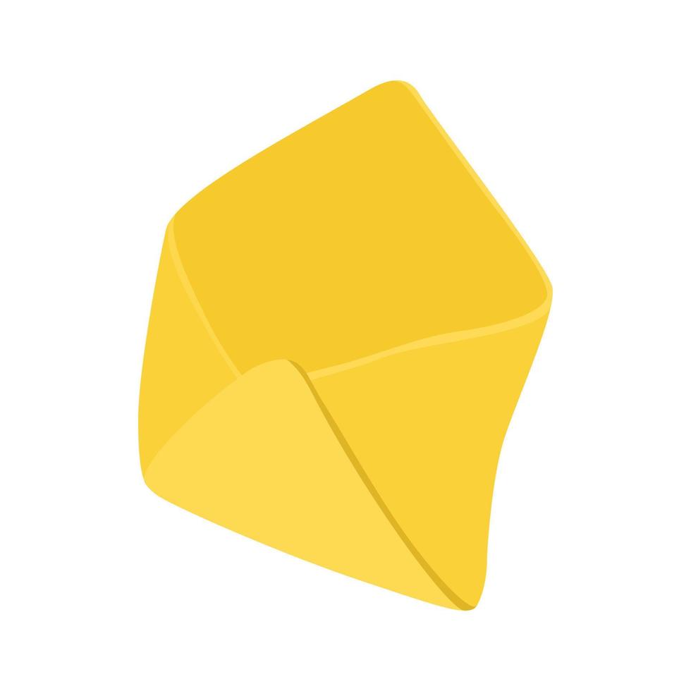 Open yellow envelope icon, in cartoon style vector