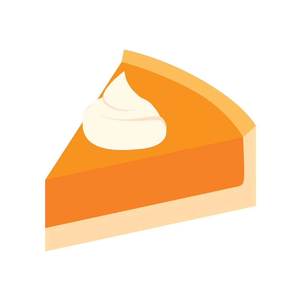 Pumpkin pie slice isometric 3d icon vector
