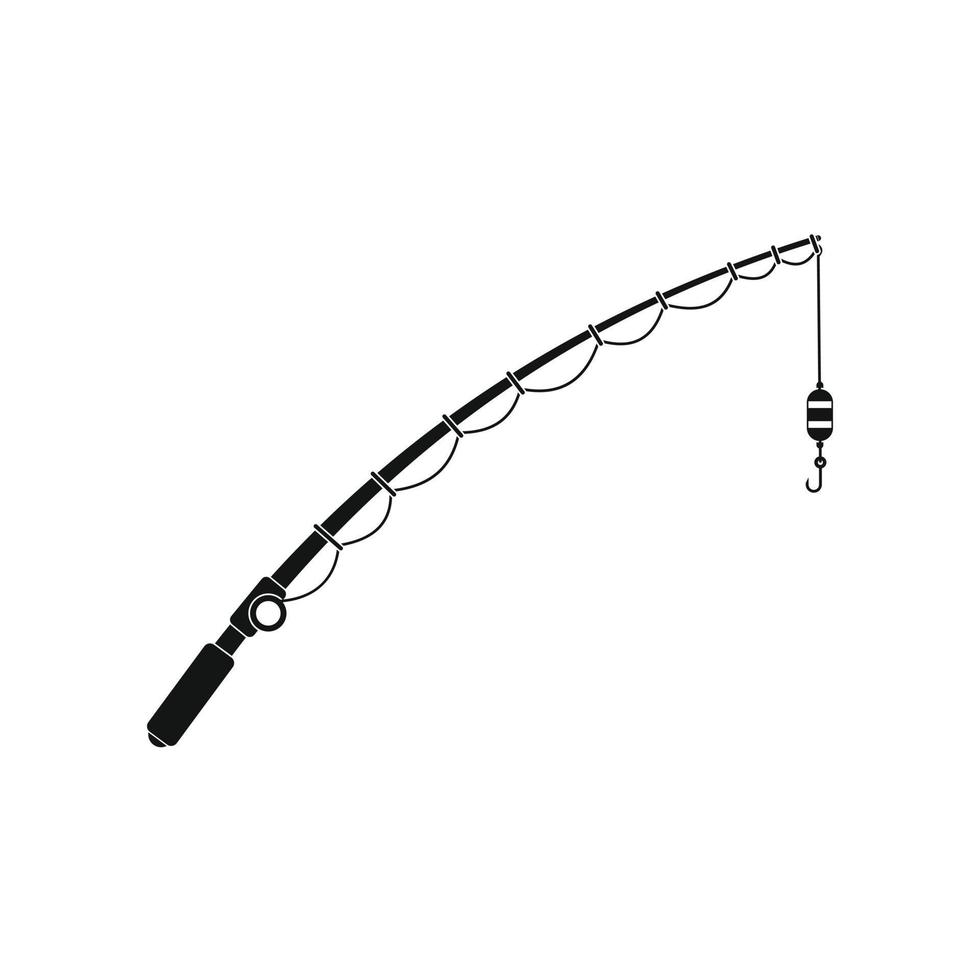 Fishing rod black simple icon vector