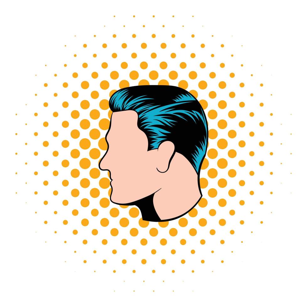 icono de peinado de hombre, estilo comics vector