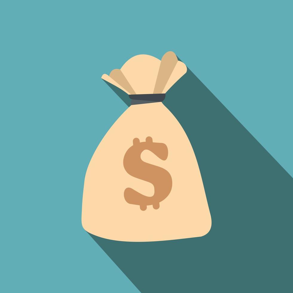 Money bag or sack flat vector
