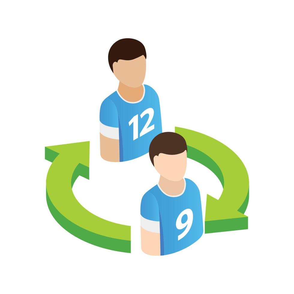 Replacement players in football isometric 3d icon vector