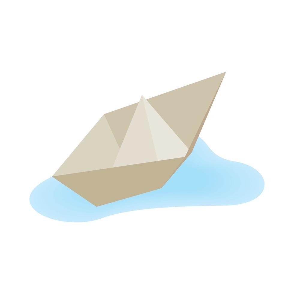 Paper boat icon, isometric 3d style vector