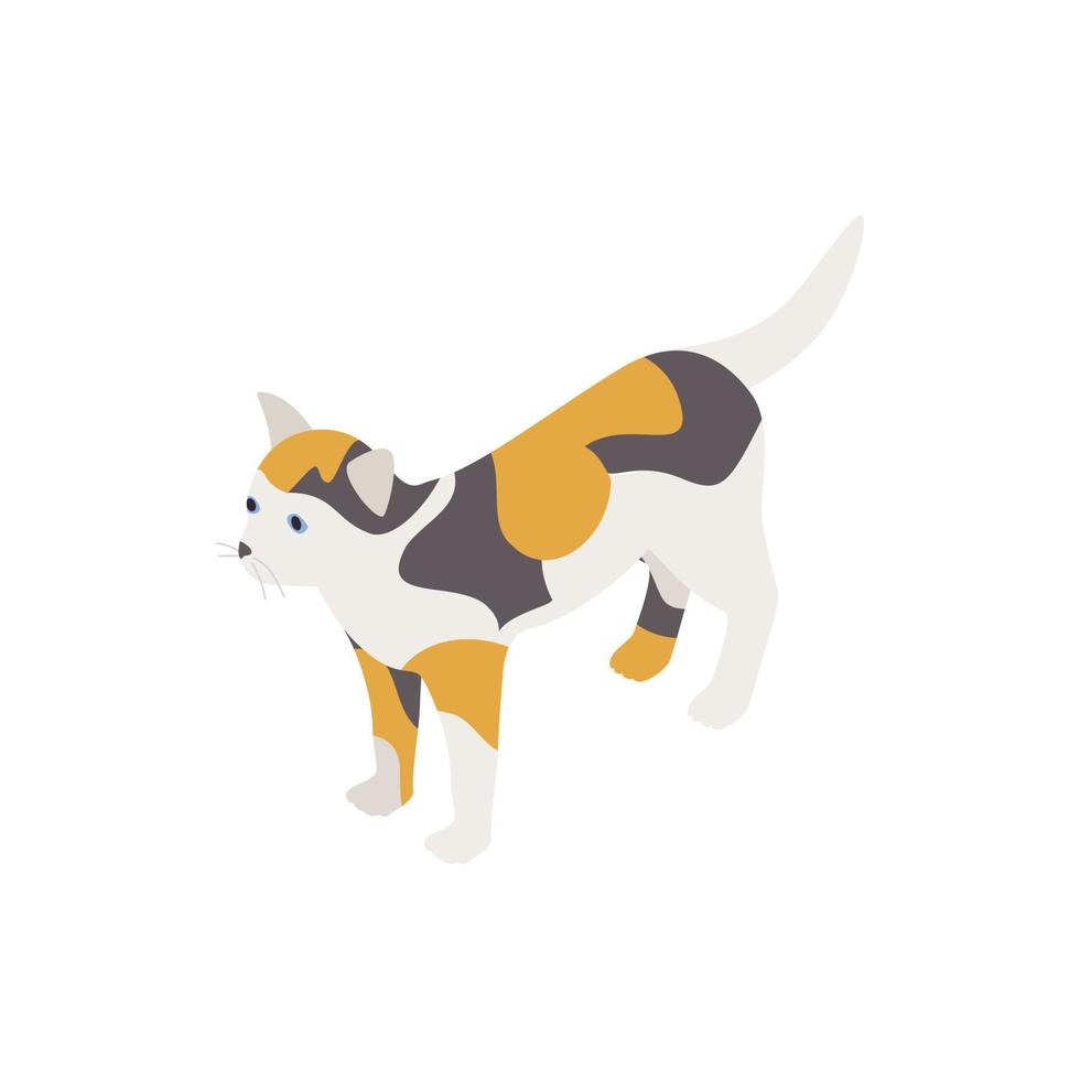 Tortoiseshell cat icon, isometric 3d style vector