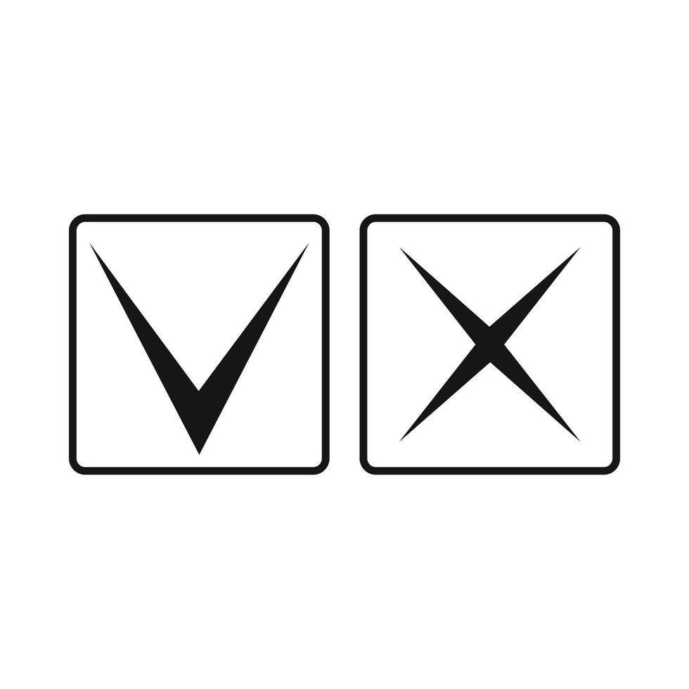 Tick and cross icon, simple style vector