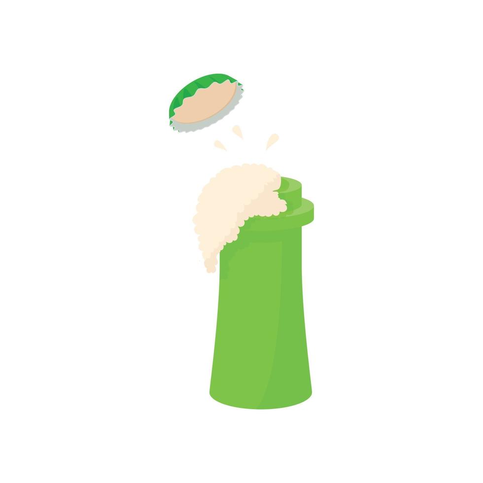 Top of open beer bottle icon, cartoon style vector