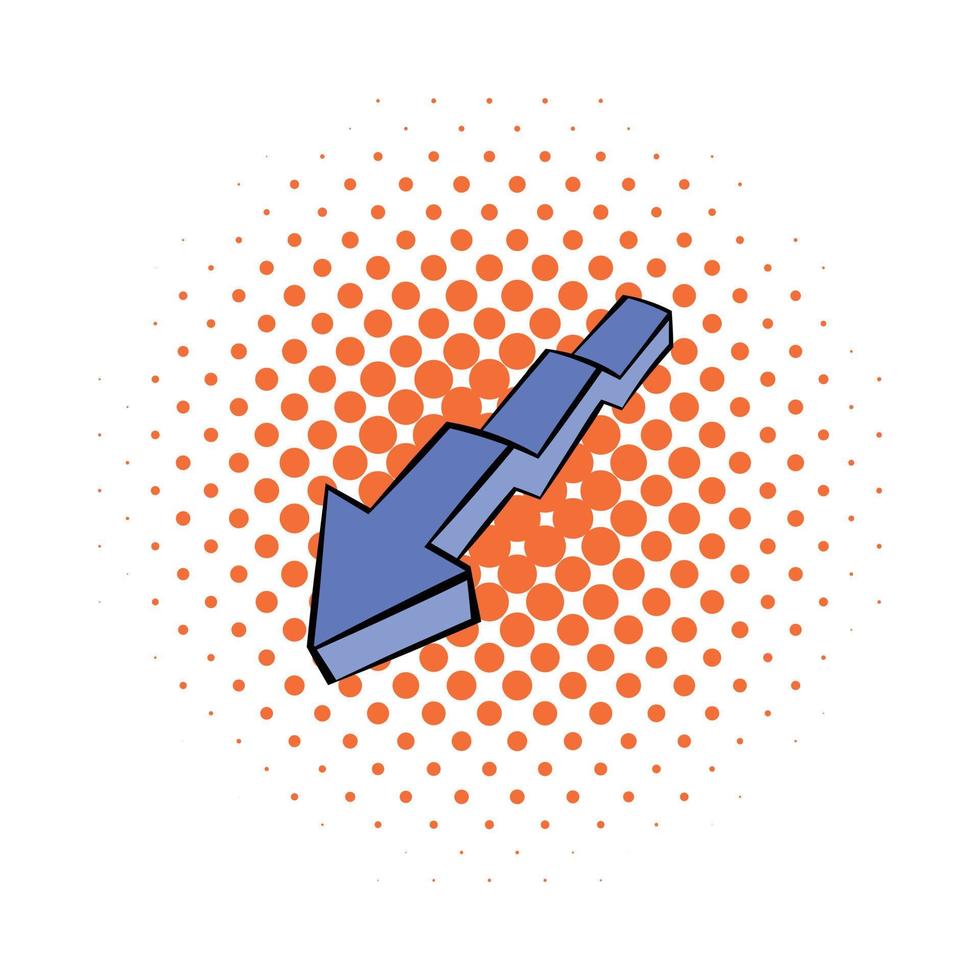 Broken down arrow icon, comics style vector