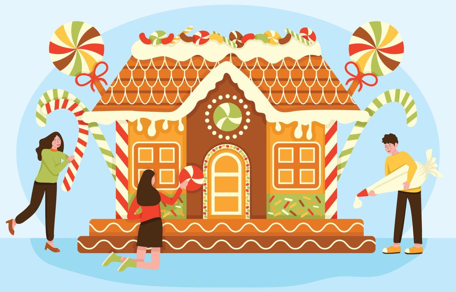 Gingerbread House Decorating vector