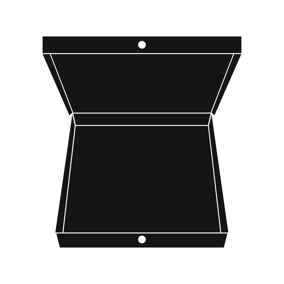 caja de pizza abierta icono simple negro vector