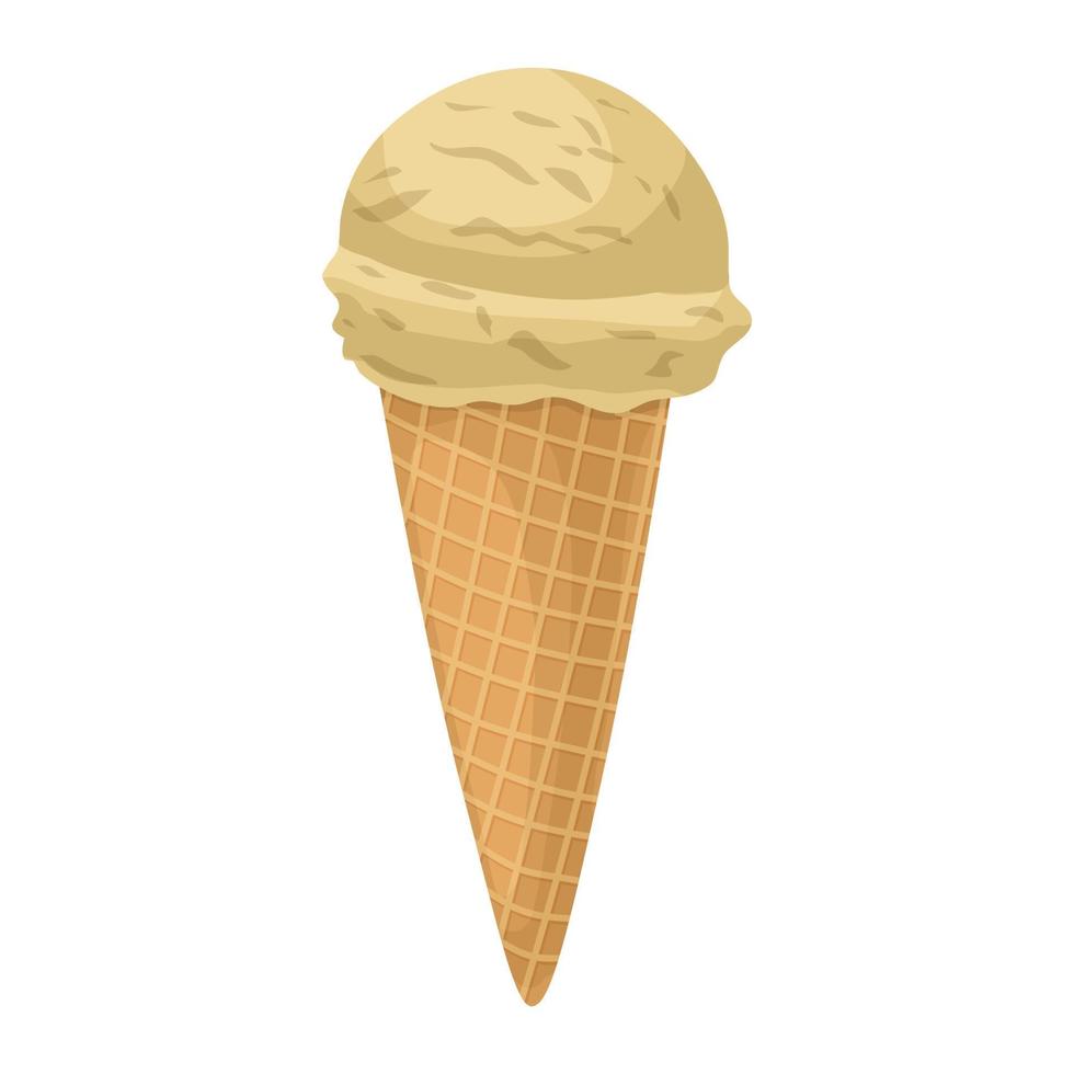 Ice cream in a waffle cone icon, cartoon style vector