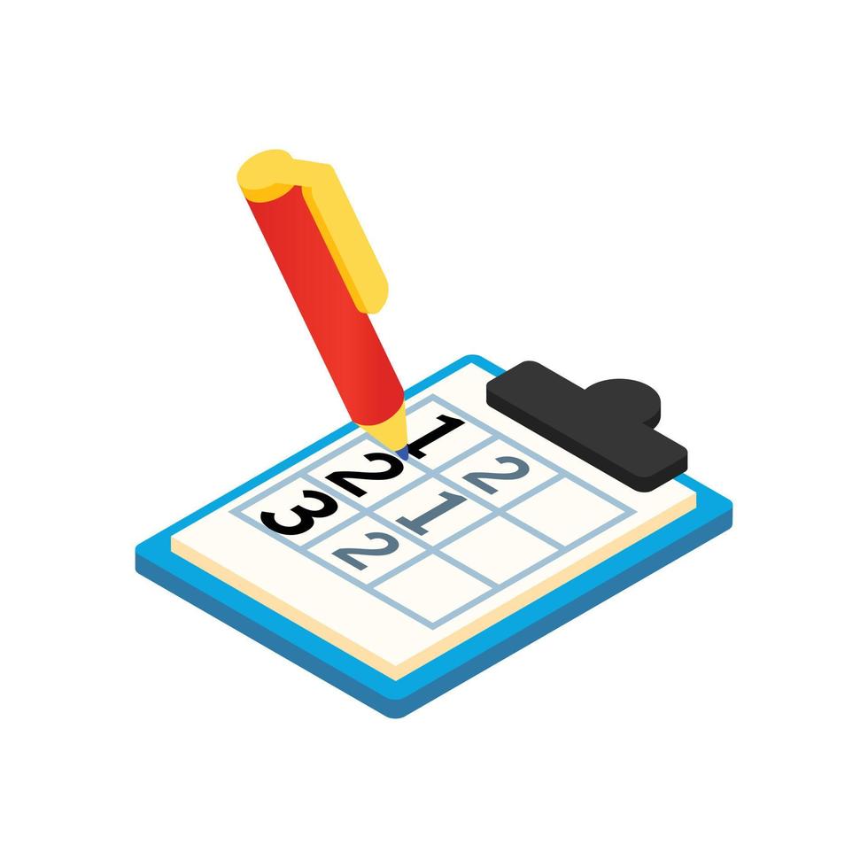 Golf scorecard with pan isometric 3d icon vector
