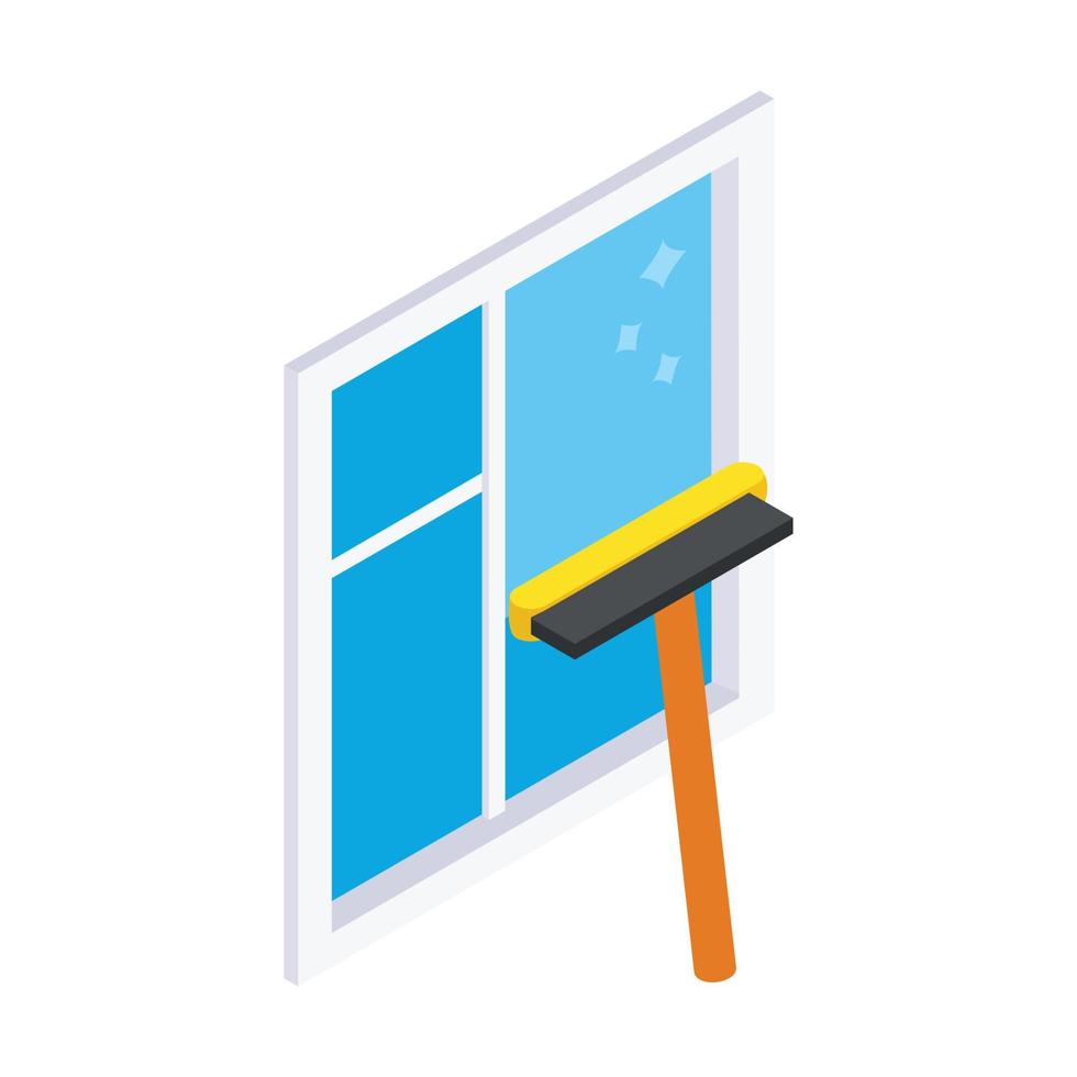 Cleaning mop window isometric 3d icon vector