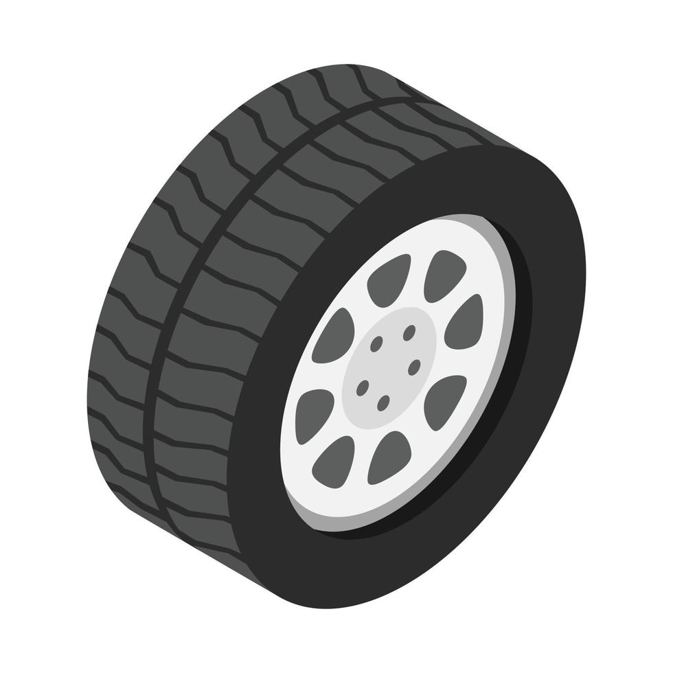 Rueda de coche icono 3D isométrica vector