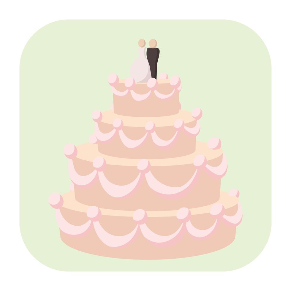 Wedding cake cartoon icon vector