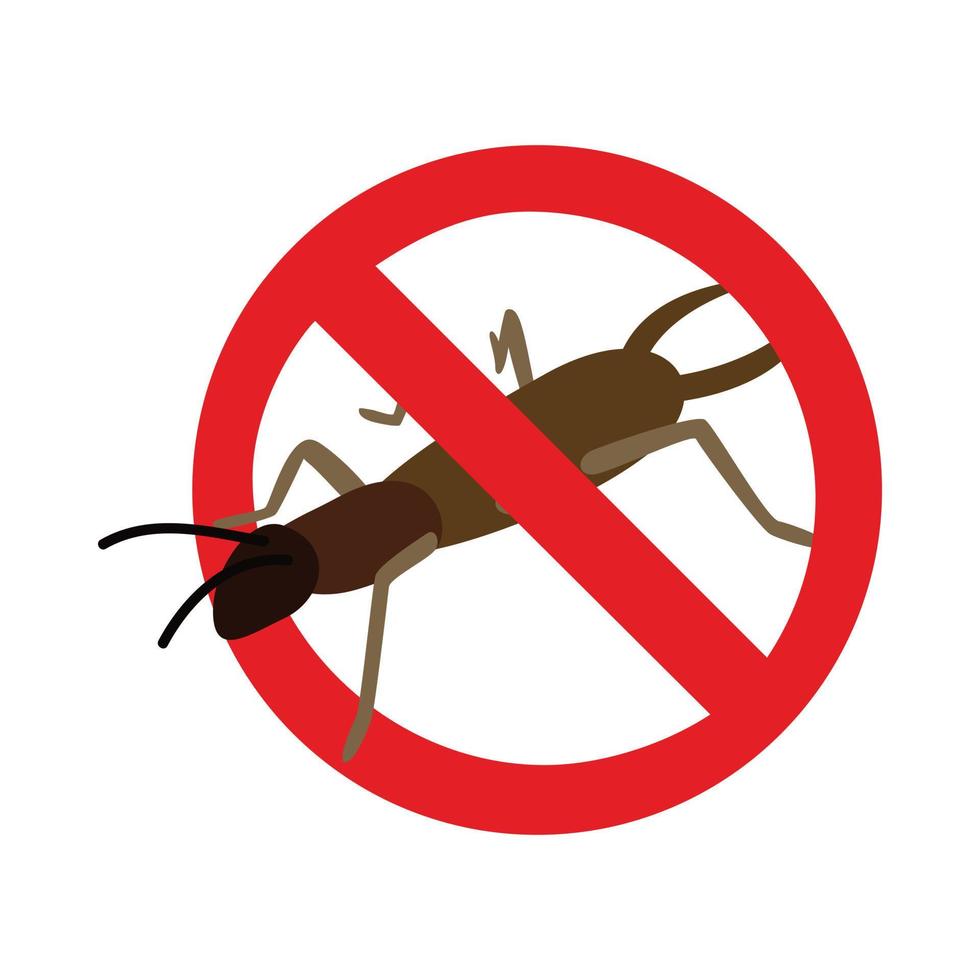 Warning sign with beetle icon, isometric 3d style vector
