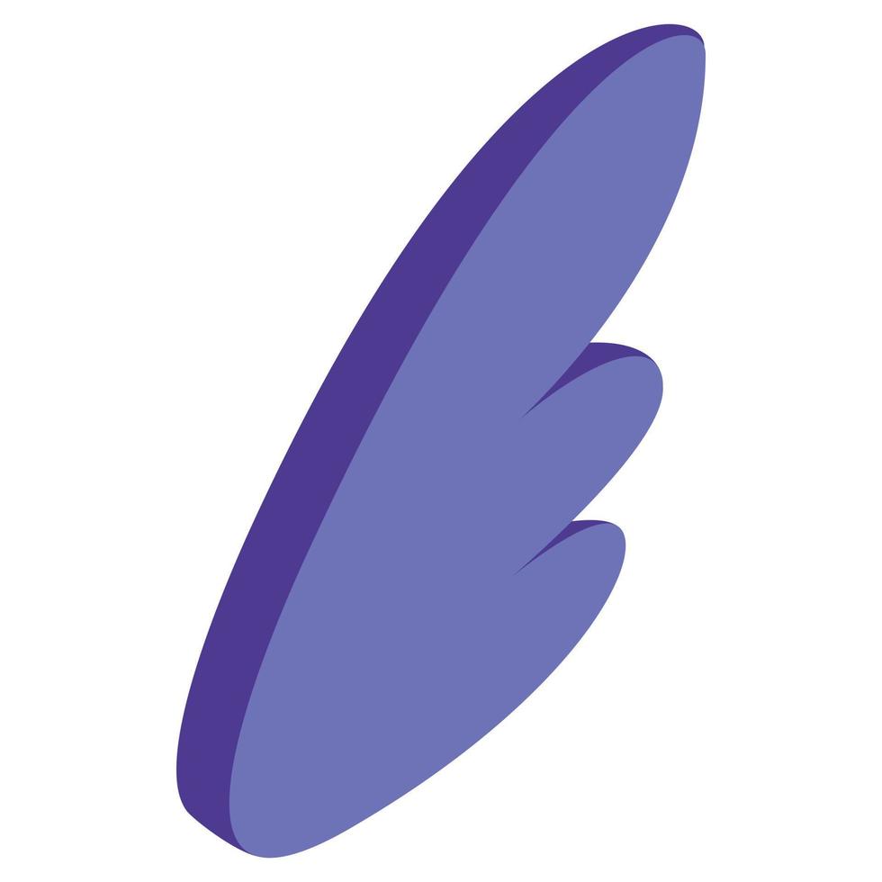 Purple simple wing icon, isometric 3d style vector