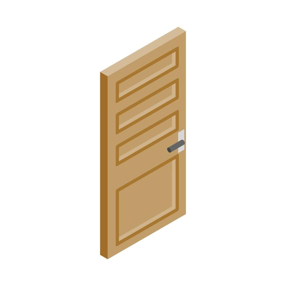 Wooden door icon, isometric 3d style vector