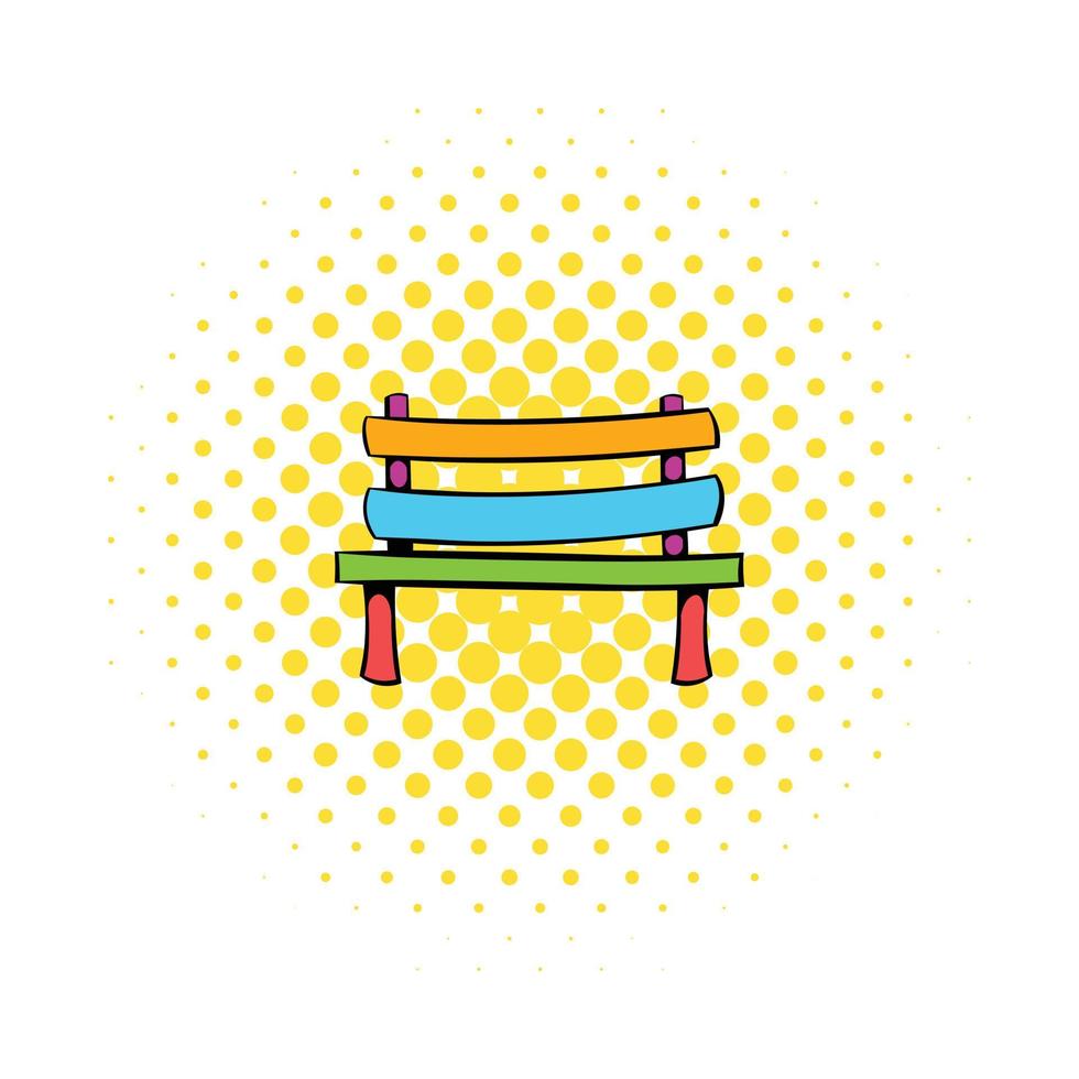 Park bench icon, comics style vector