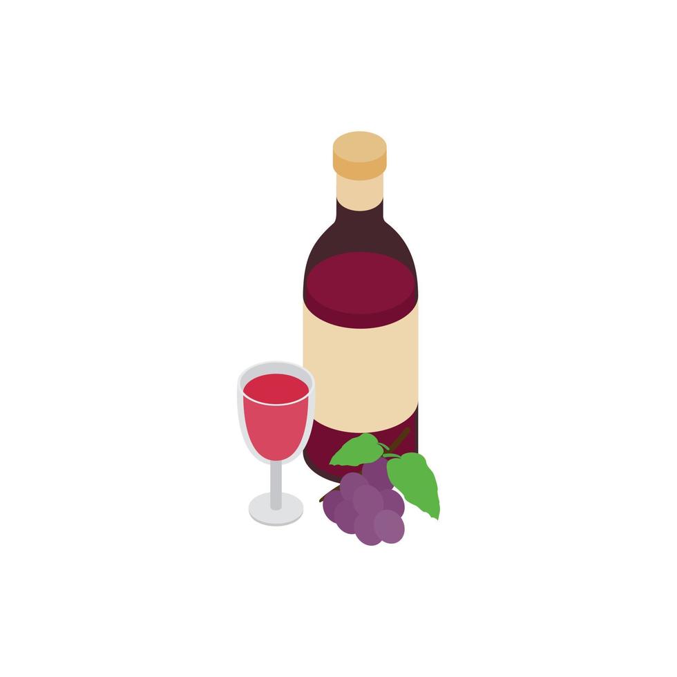 Bottle of red wine and glass icon vector