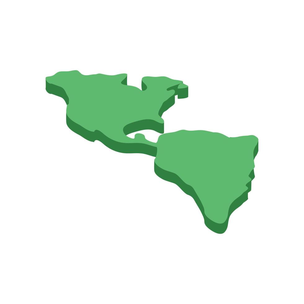 North and South America map isometric 3d icon vector