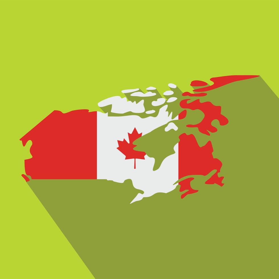 Map of Canada with the image of the national flag vector