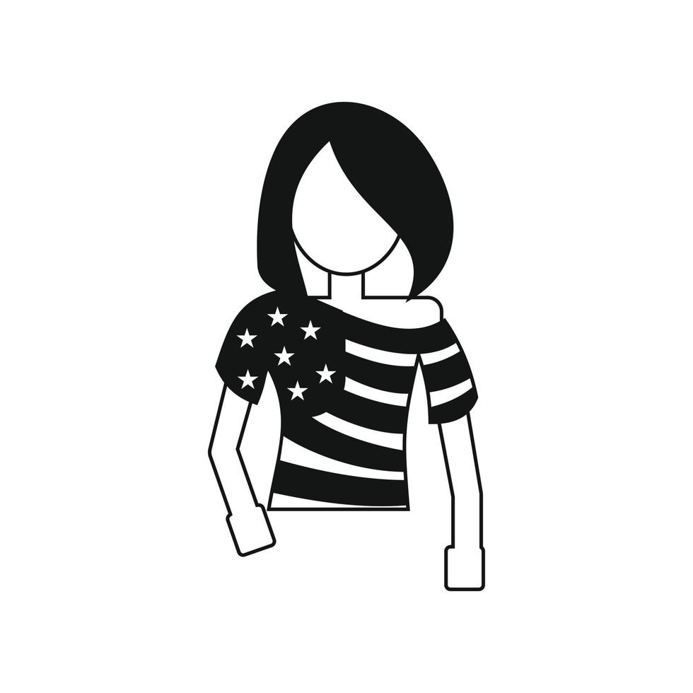 Girl in USA flag t-shirt icon vector