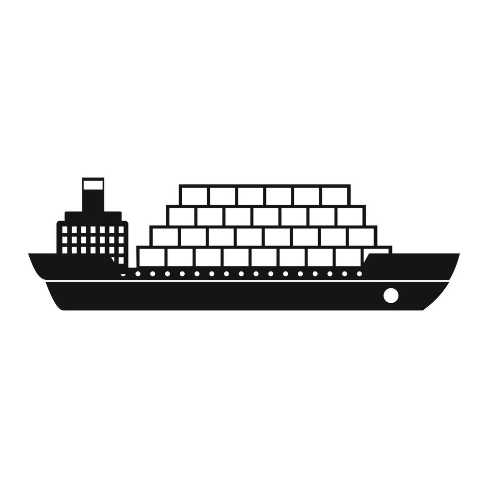 Cargo ship flat black simple icon vector