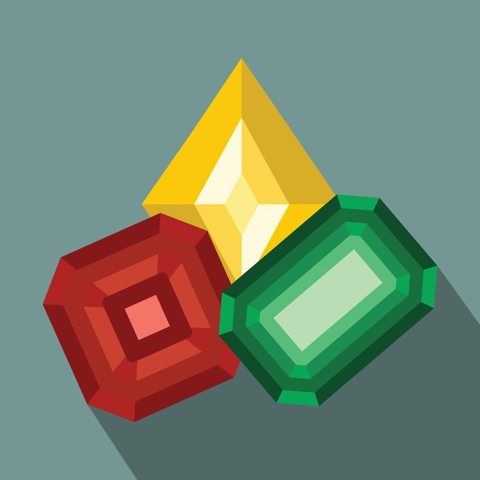 icono plano de piedras preciosas de colores vector