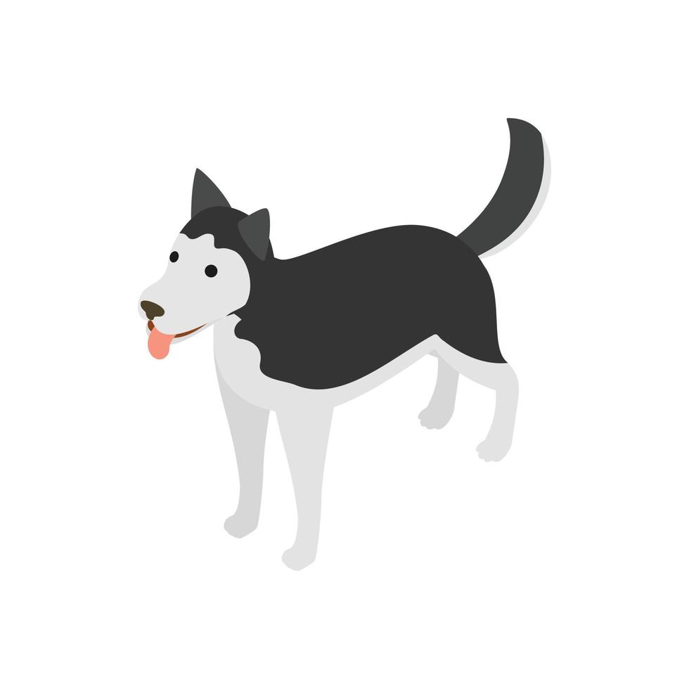 icono de perro husky, estilo 3d isométrico vector