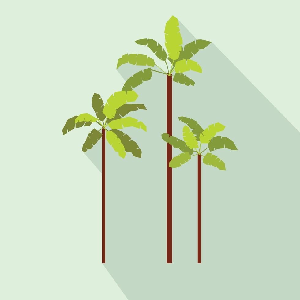 Three palm trees icon, flat style vector