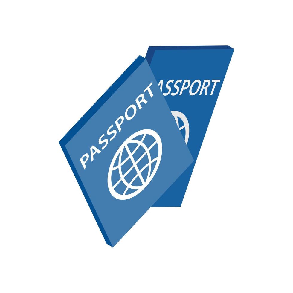 icono de pasaporte, estilo 3d isométrico vector