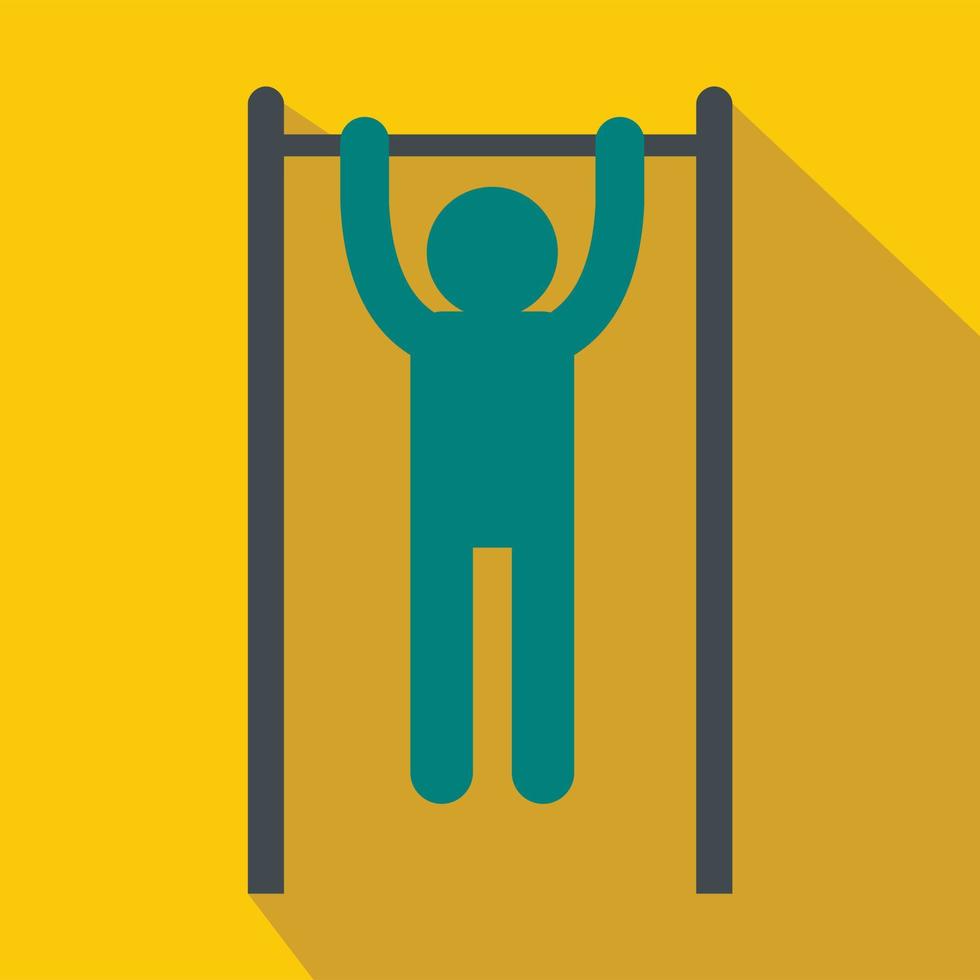 hombre haciendo pull ups en el icono de la barra horizontal vector