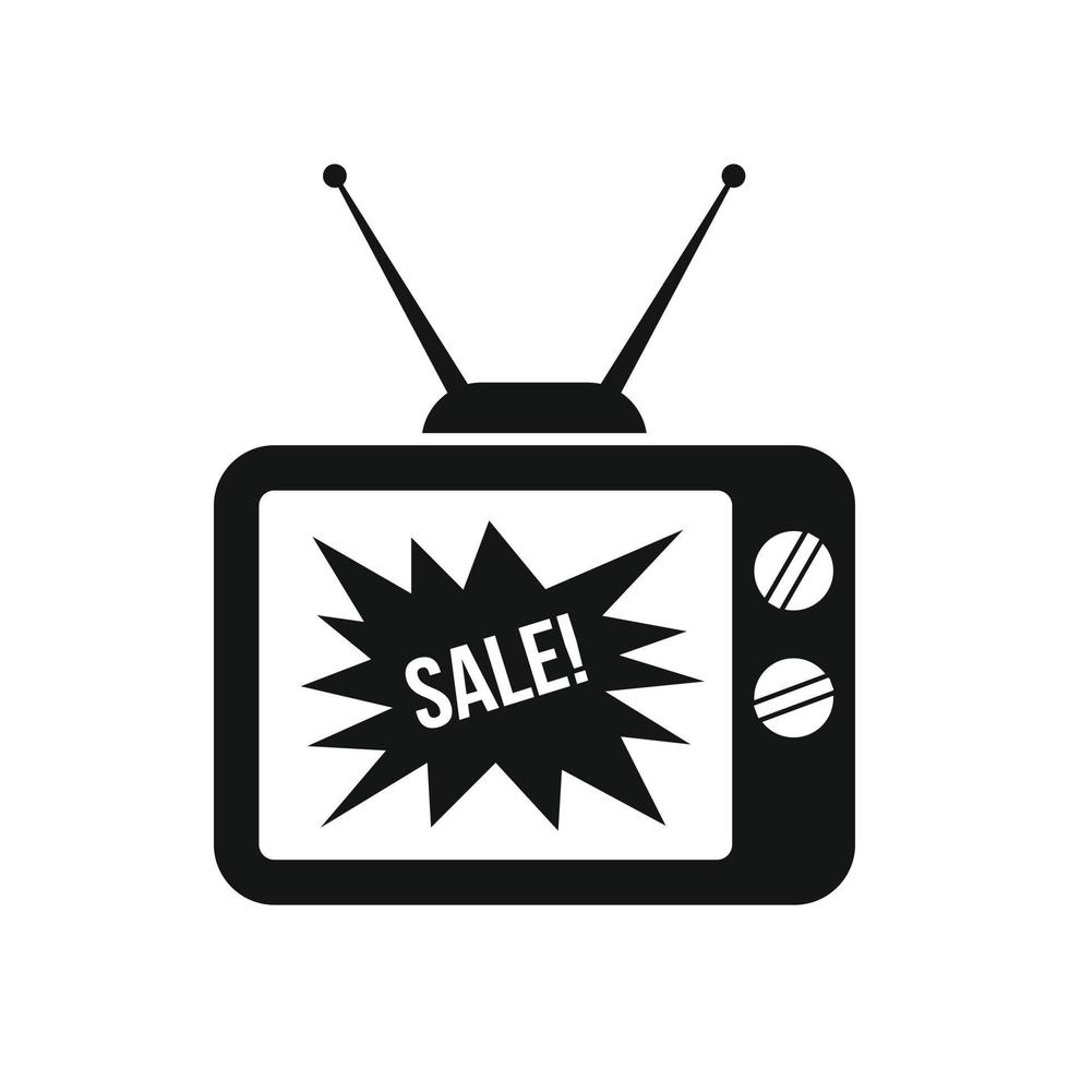 TV screen with Sale text icon, simple style vector