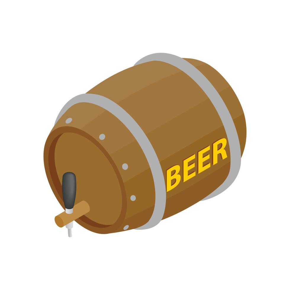 Wooden barrel of beer with a tap isometric 3d icon vector