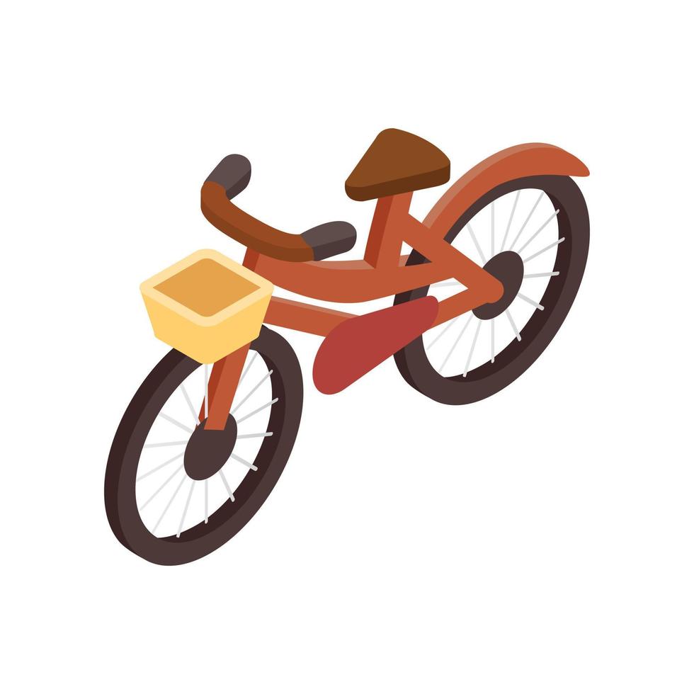 bicicleta, con, cesta, isométrico, 3d, icono vector