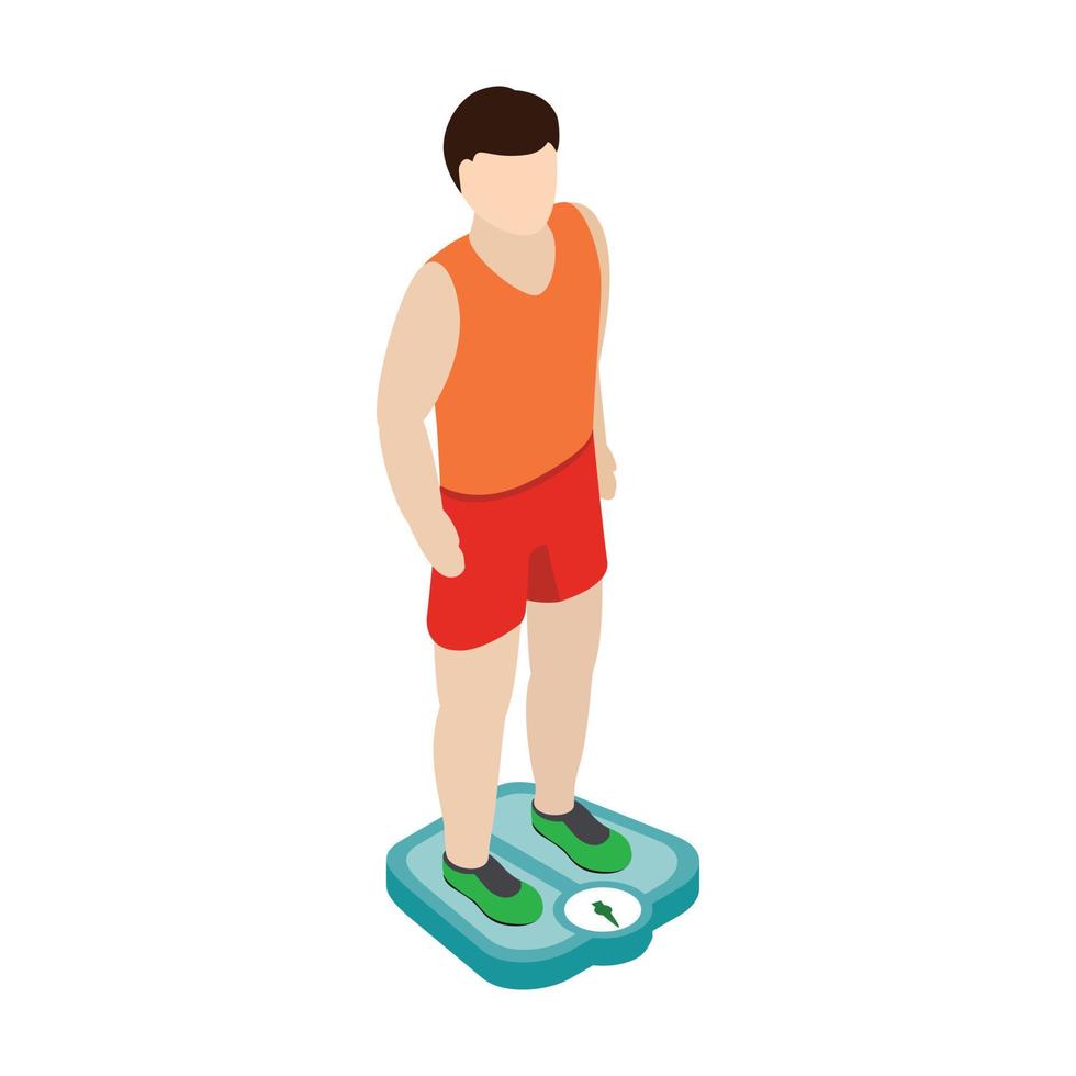 Man on the scales icon, isometric 3d style vector