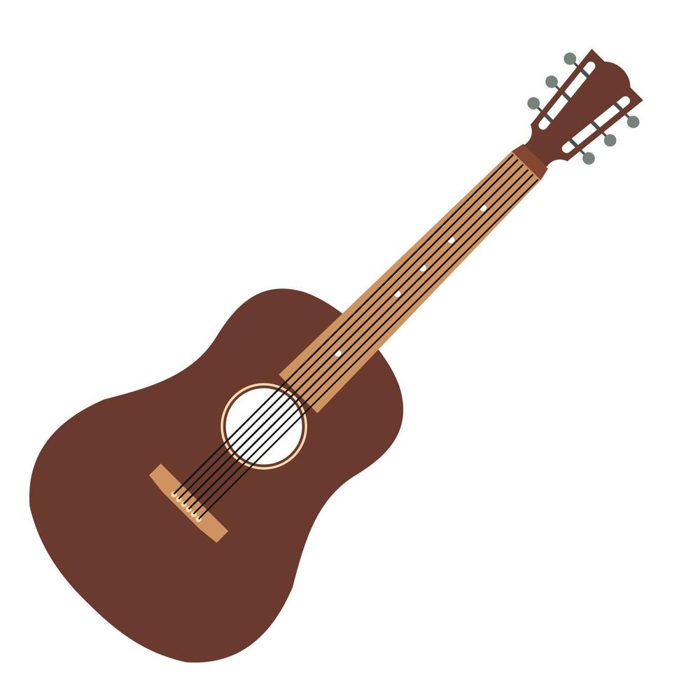 Acoustic guitar flat icon vector