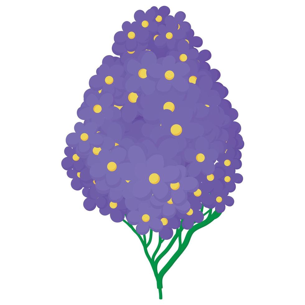 icono de hortensia violeta, estilo de dibujos animados vector