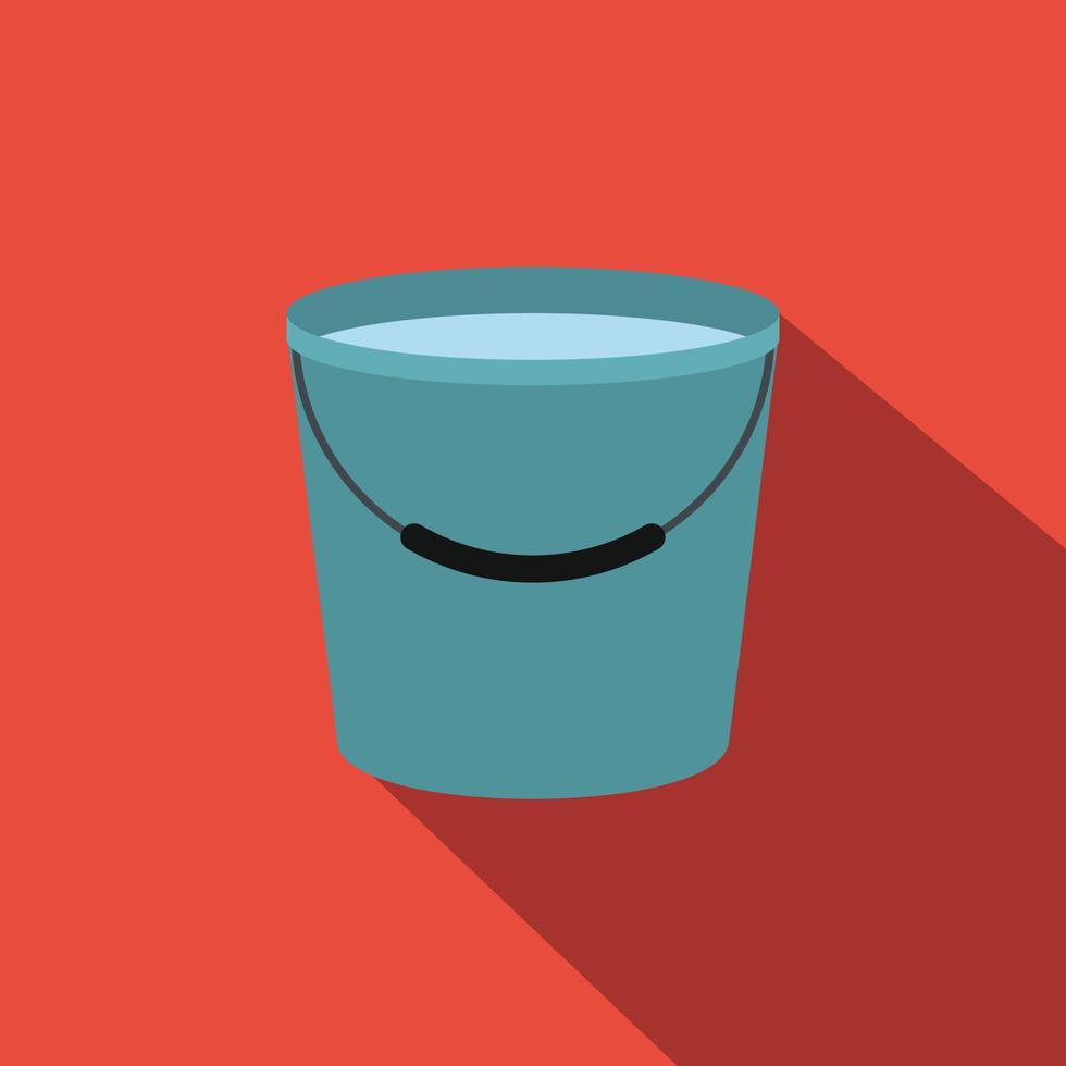 cubo lleno de agua icono plano vector