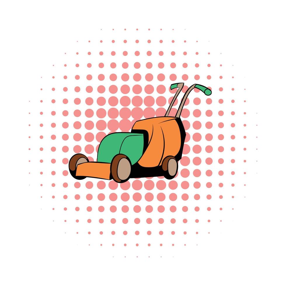 Lawn mower comics icon vector